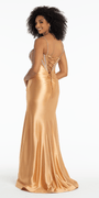 Spandex Satin Sweetheart Corset Trumpet Dress with Rhinestone Detail - Camille La Vie