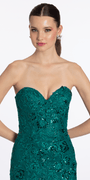 Strappy Back Strapless Embroidered Mesh Corset Column Dress - Camille La Vie