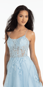 sky-blue/size/4/ missy/Camille La Vie/Scoop Neck Embroidered Glitter Tulle Corset Ballgown/close up 1