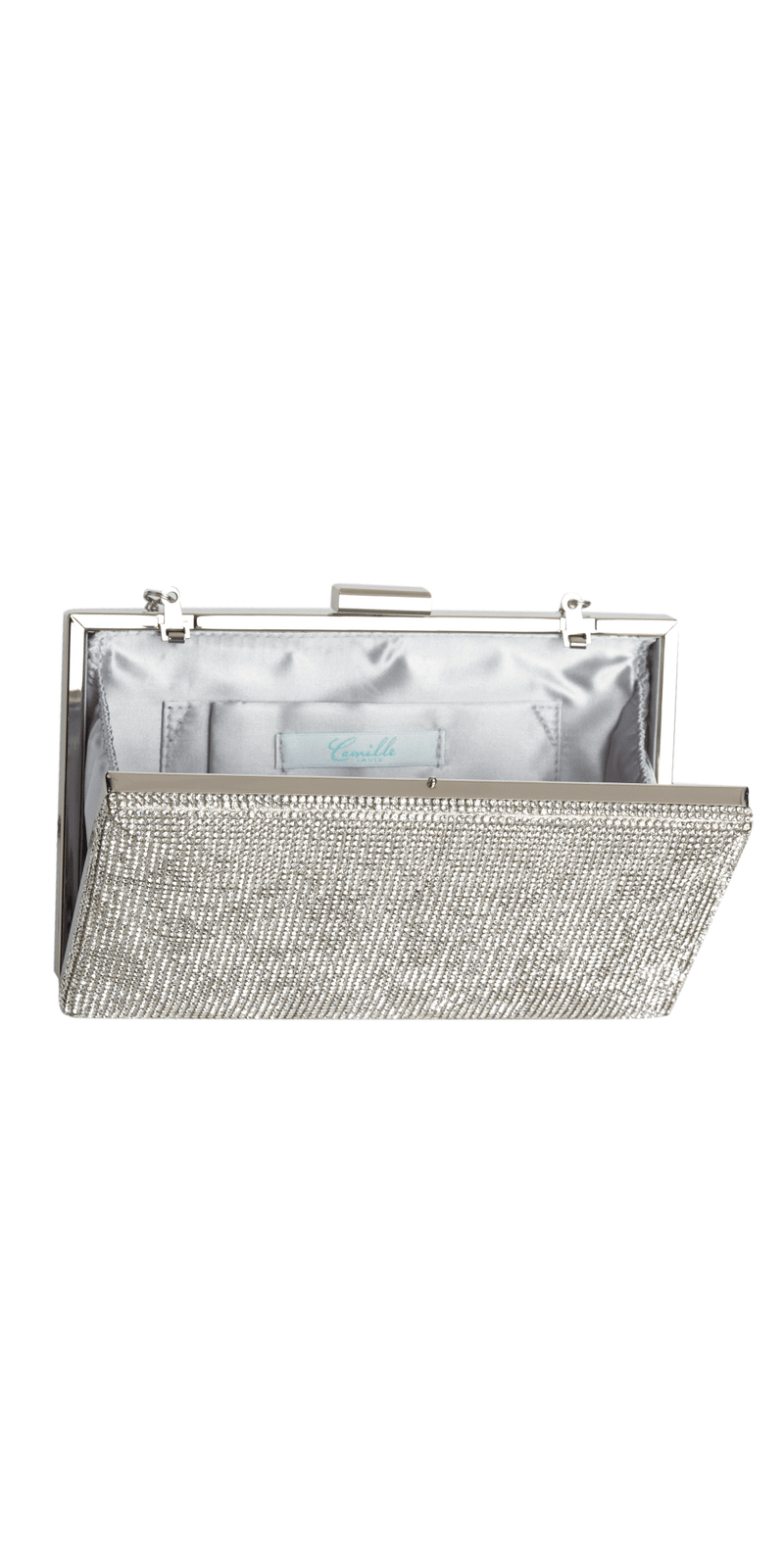silver/no size/Camille La Vie/Rhinestone Handbag with Metal Top Closure /front alt 1