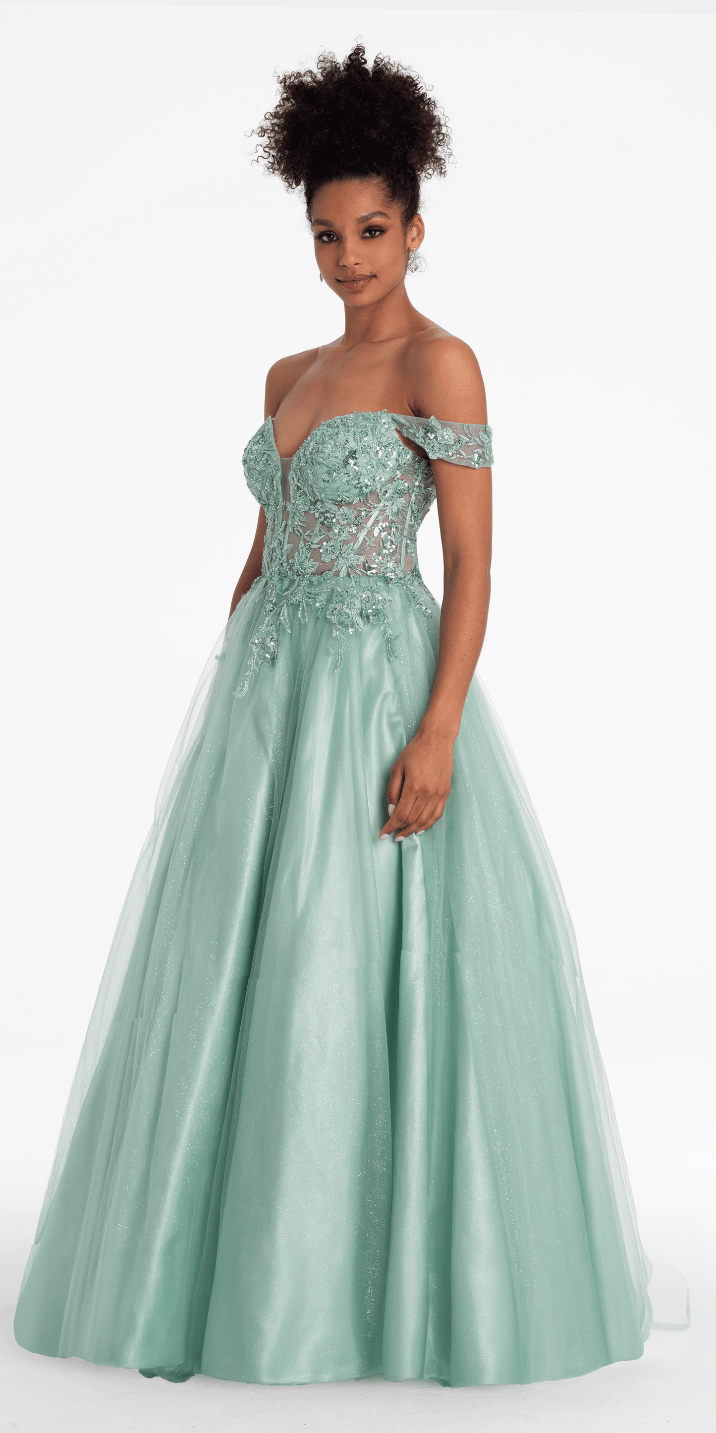 Sweetheart Embroidered Corset Lace Up Back Ballgown - Camille La Vie
