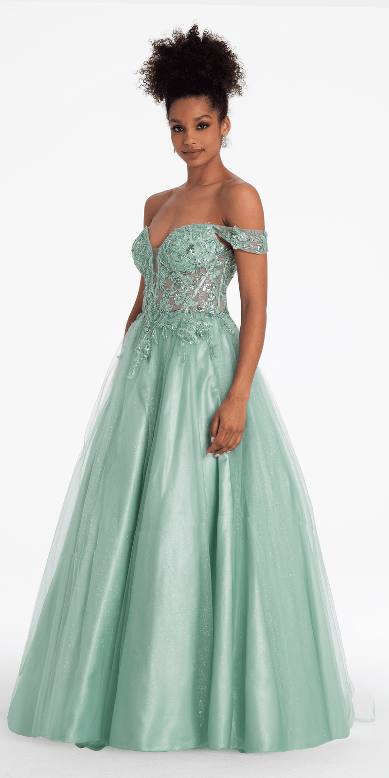 Sweetheart Embroidered Corset Lace Up Back Ballgown - Camille La Vie