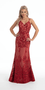 Sequin Embroidered Lace Up Back Mermaid Dress - Camille La Vie