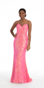 Abstract Sequin Lace Up Back Trumpet Dress - Camille La Vie