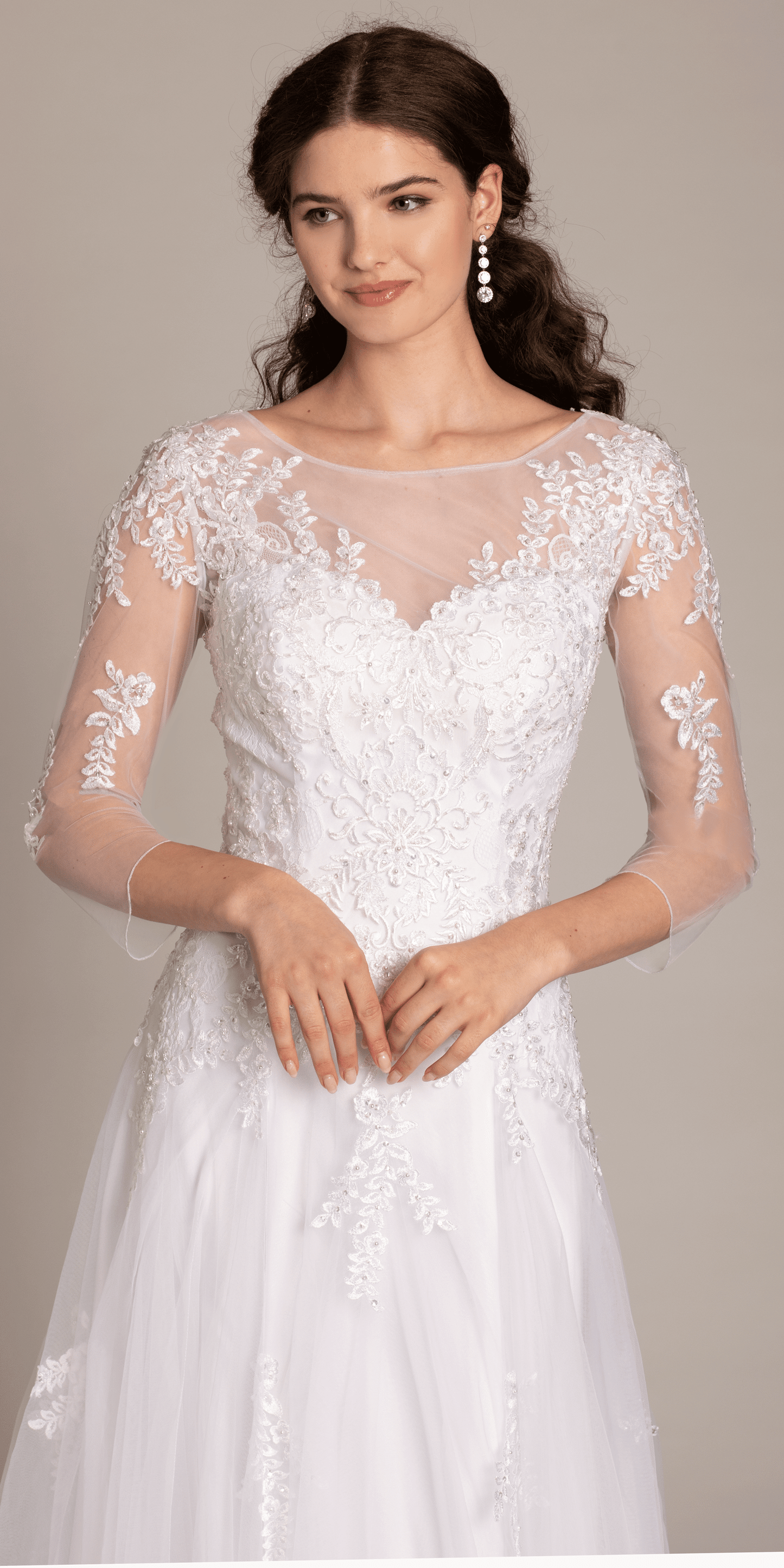 white/size/4/missy/Camille La Vie/Beaded Embroidered Tulle Sweetheart A Line Dress/close up