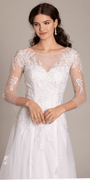 white/size/4/missy/Camille La Vie/Beaded Embroidered Tulle Sweetheart A Line Dress/close up
