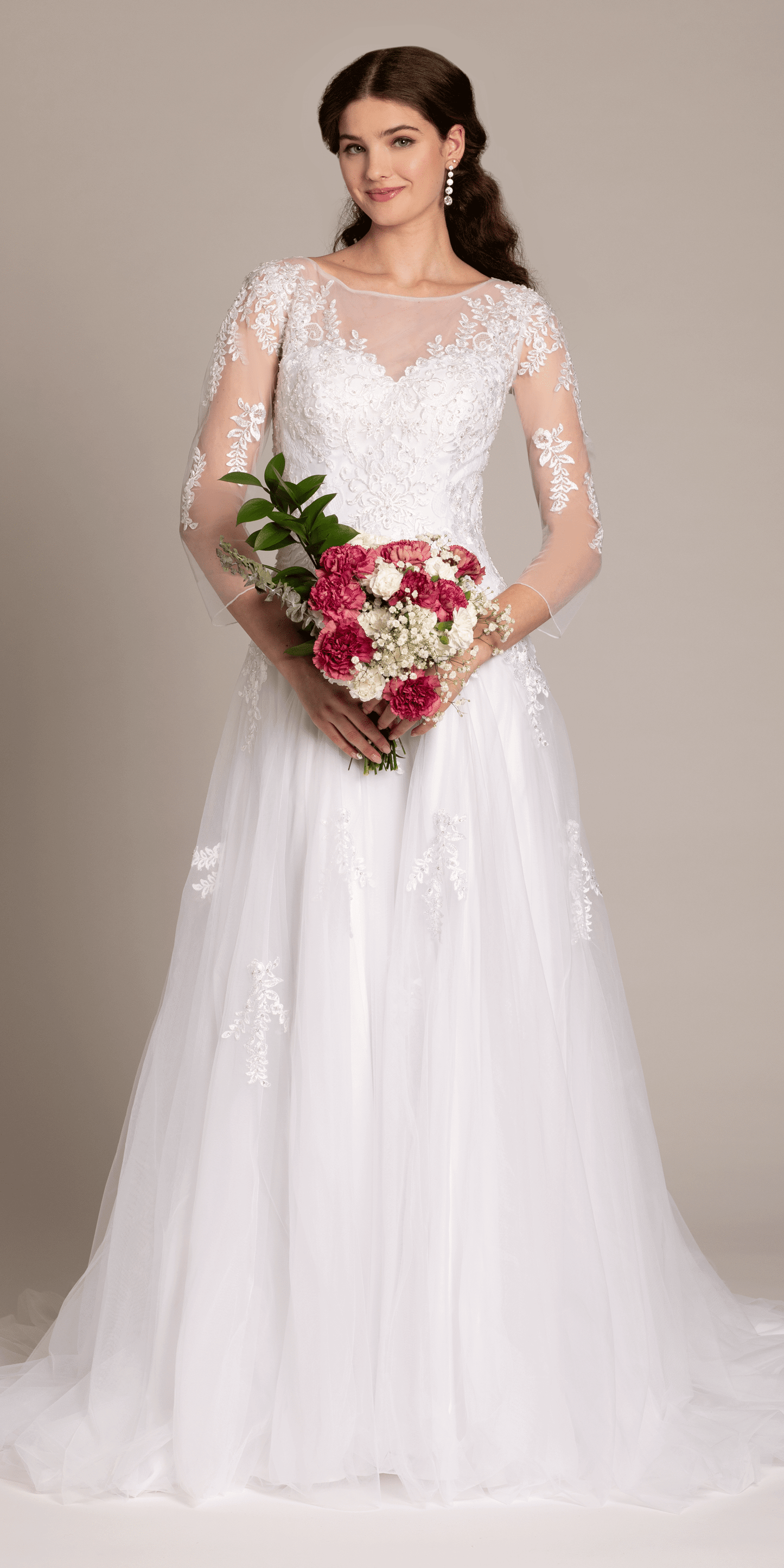 white/size/4/missy/Camille La Vie/Beaded Embroidered Tulle Sweetheart A Line Dress /front