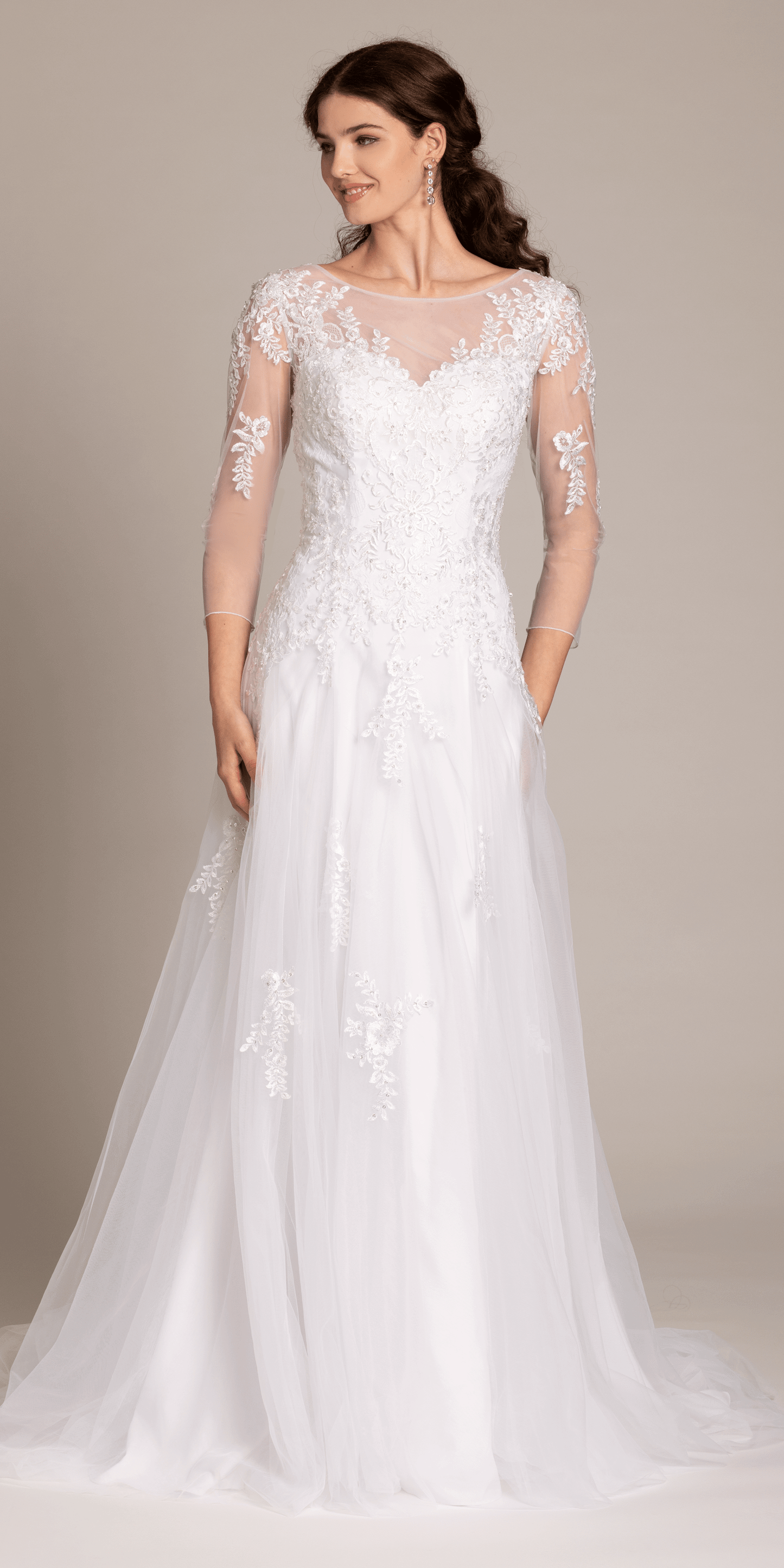 white/size/4/missy/Camille La Vie/Beaded Embroidered Tulle Sweetheart A Line Dress/front alt