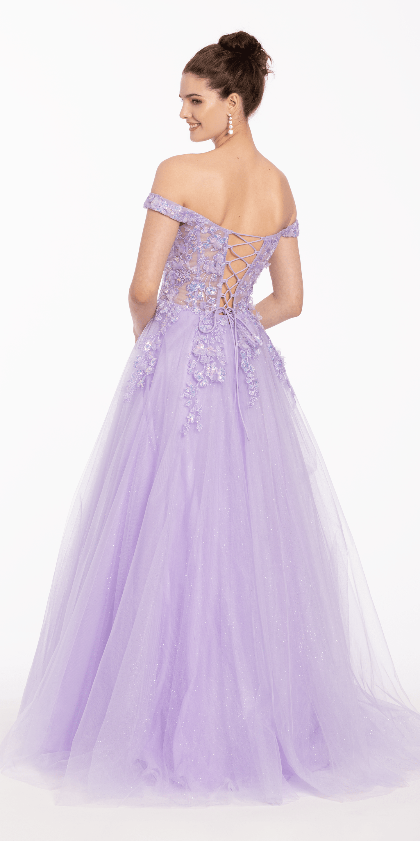 3 D Floral Embroidered Off the Shoulder Ballgown - Camille La Vie