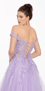 3 D Floral Embroidered Off the Shoulder Ballgown - Camille La Vie