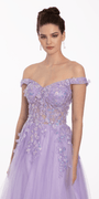 3 D Floral Embroidered Off the Shoulder Ballgown - Camille La Vie