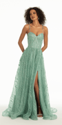 Glitter Sweetheart Corset A Line Dress with Side Slit - Camille La Vie