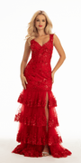 Sweetheart Beaded Embroidered Mesh Corset Tiered Mermaid Dress - Camille La Vie