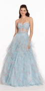 Print Sweetheart Corset Lace Up Back Ballgown - Camille La Vie