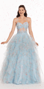 Print Sweetheart Corset Lace Up Back Ballgown - Camille La Vie