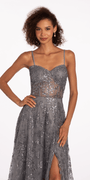 Glitter Sweetheart Corset A Line Dress with Detachable Sleeves - Camille La Vie