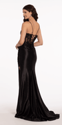 Plunging Embellished Corset Glitter Column Dress - Camille La Vie