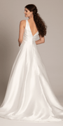 white/size/4/missy/Camille La Vie/Deep V Neck Mikado A Line Dress with Pockets/back
