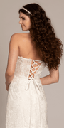 ivory/size/4/missy/ Camille La Vie/Sweetheart 3D Embellished Lace Corset Mermaid Dress /back close up