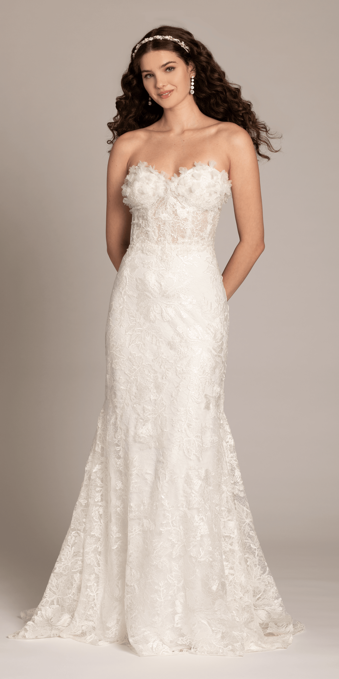 ivory/size/4/missy/ Camille La Vie/Sweetheart 3D Embellished Lace Corset Mermaid Dress /front alt