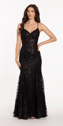 Sweetheart Glitter Corset V Back Mermaid Dress - Camille La Vie