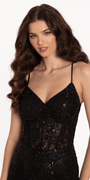 Sweetheart Glitter Corset V Back Mermaid Dress - Camille La Vie