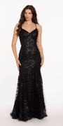 Sweetheart Glitter Corset V Back Mermaid Dress - Camille La Vie