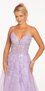 Sweetheart Plunging Mesh Corset Ballgown with Embellished Appliques - Camille La Vie