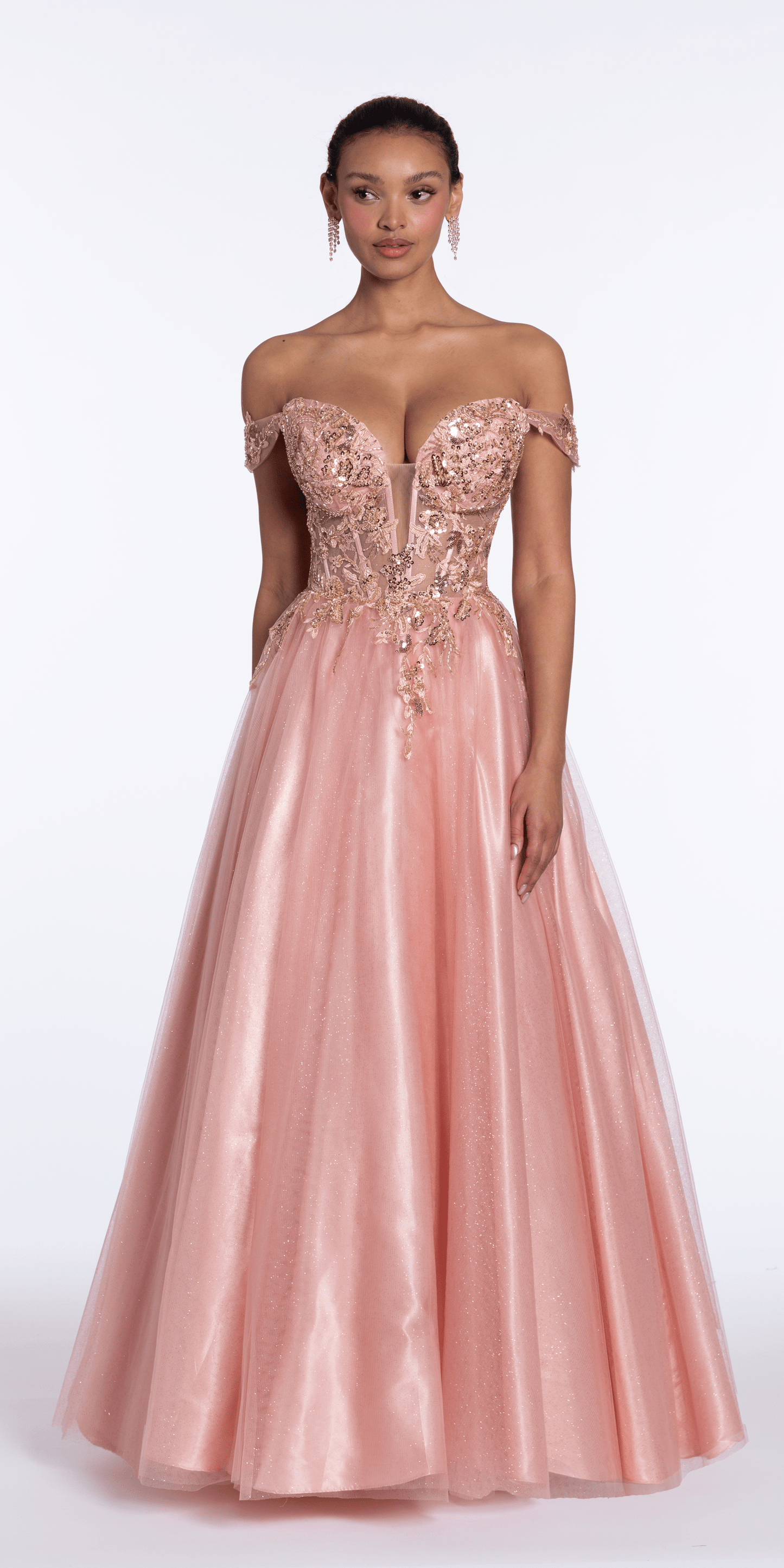 Sweetheart Embroidered Corset Lace Up Back Ballgown - Camille La Vie