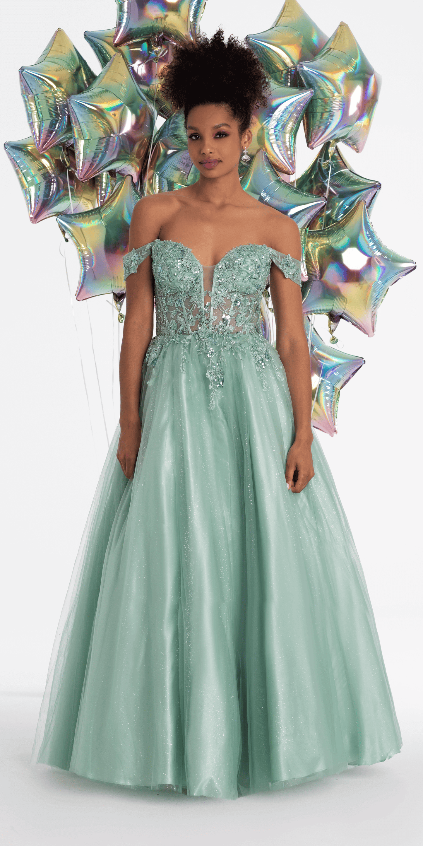 Sweetheart Embroidered Corset Lace Up Back Ballgown - Camille La Vie