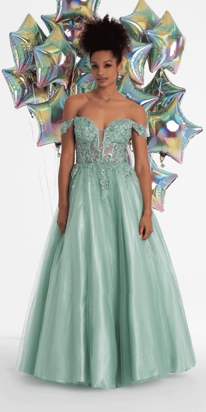 Sweetheart Embroidered Corset Lace Up Back Ballgown - Camille La Vie