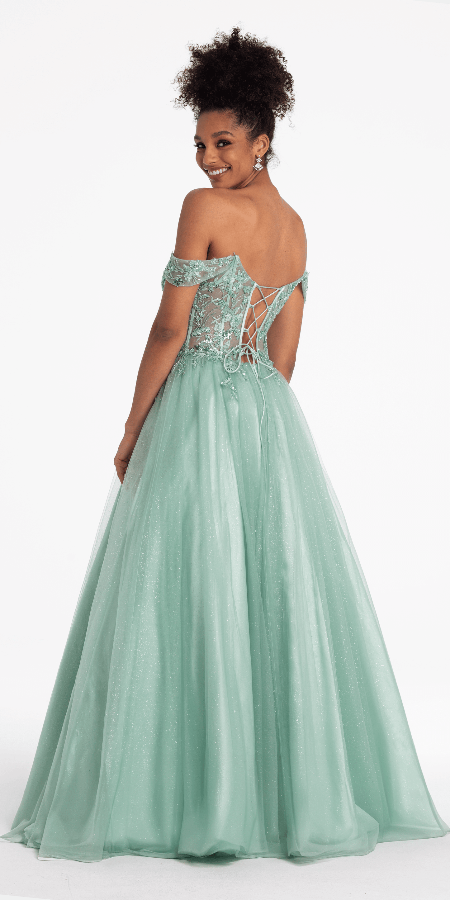 Sweetheart Embroidered Corset Lace Up Back Ballgown - Camille La Vie