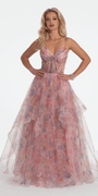 Floral Sweetheart Tiered Lace Up Back Corset Ballgown - Camille La Vie