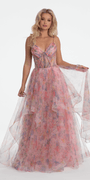 Floral Sweetheart Tiered Lace Up Back Corset Ballgown - Camille La Vie