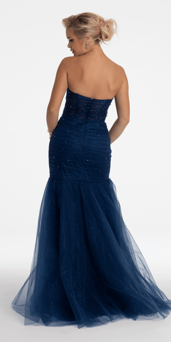 Sweetheart Sequin Glitter Mermaid Dress with Stone Accents - Camille La Vie