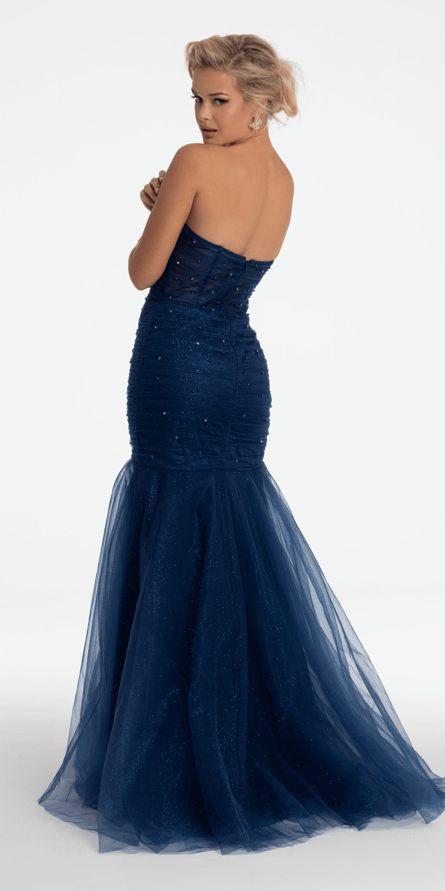 Sweetheart Sequin Glitter Mermaid Dress with Stone Accents - Camille La Vie
