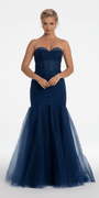 Sweetheart Sequin Glitter Mermaid Dress with Stone Accents - Camille La Vie