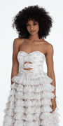 Sweetheart Triple Rose Peek-a-Boo Floral Mesh Tiered Ballgown - Camille La Vie