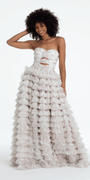 Sweetheart Triple Rose Peek-a-Boo Floral Mesh Tiered Ballgown - Camille La Vie