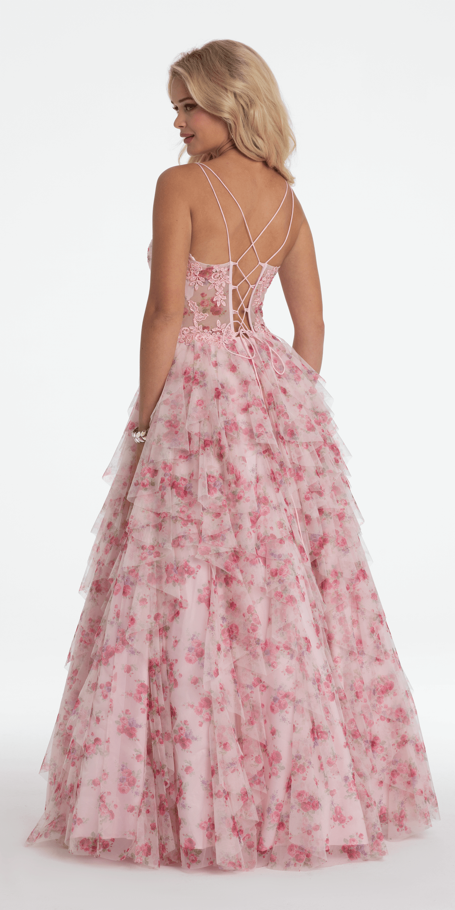 Sweetheart Floral Embellished Corset Corkscrew Ballgown - Camille La Vie