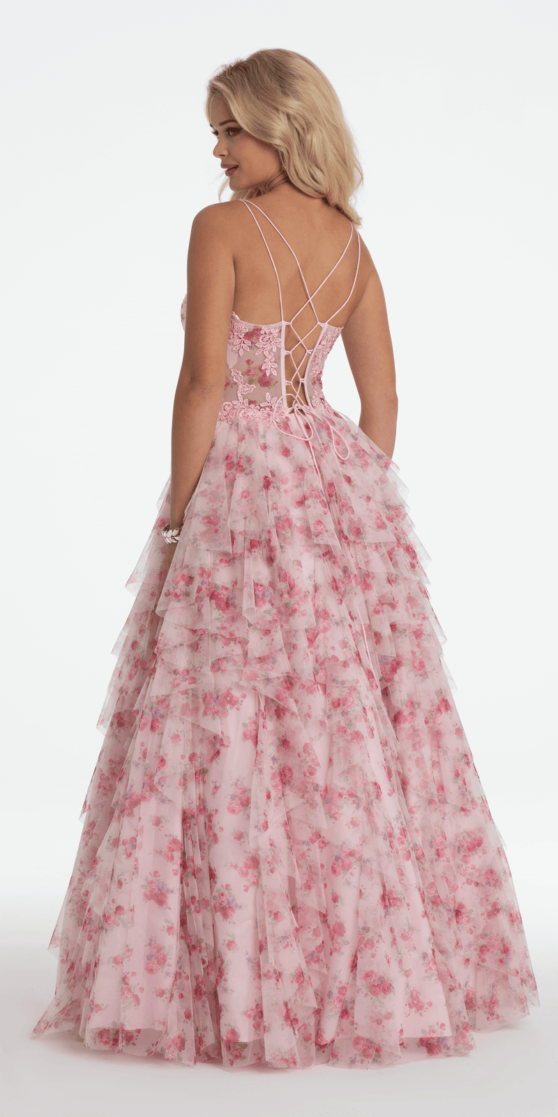 Sweetheart Floral Embellished Corset Corkscrew Ballgown - Camille La Vie
