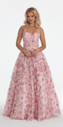 Sweetheart Floral Embellished Corset Corkscrew Ballgown - Camille La Vie
