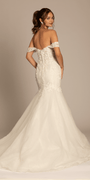Floral Applique Off the Shoulder Glitter Tulle Mermaid Dress - Camille La Vie