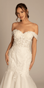 Floral Applique Off the Shoulder Glitter Tulle Mermaid Dress - Camille La Vie