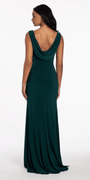 Jersey Drape Back Column Dress with Beaded Side Panels - Camille La Vie