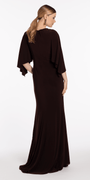 Jersey Cape Sleeve V Neck Faux Wrap Dress - Camille La Vie