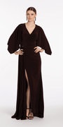 Jersey Cape Sleeve V Neck Faux Wrap Dress - Camille La Vie