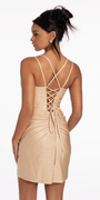 Strappy Back Glitter Bodycon Dress with Ruching - Camille La Vie