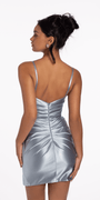 Pleated Embellished Stretch Satin Sweetheart Bodycon Dress - Camille La Vie