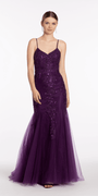 Floral Embroidered Sweetheart Lace Up Back Mermaid Dress - Camille La Vie